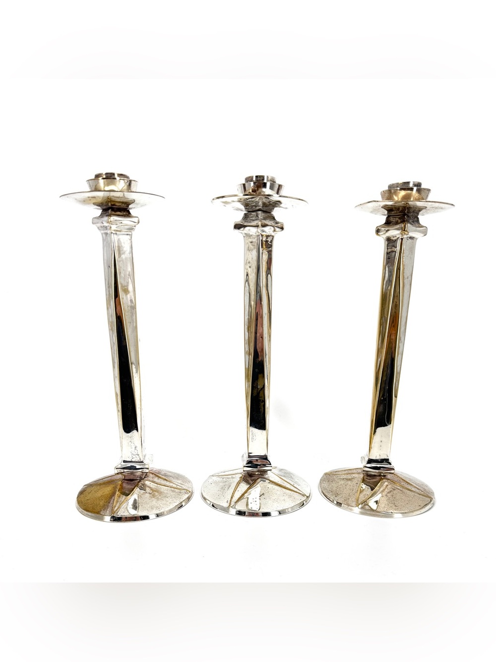 Laslo for Towle Silver Plated Brass Taper Candle Holders - Set of 3